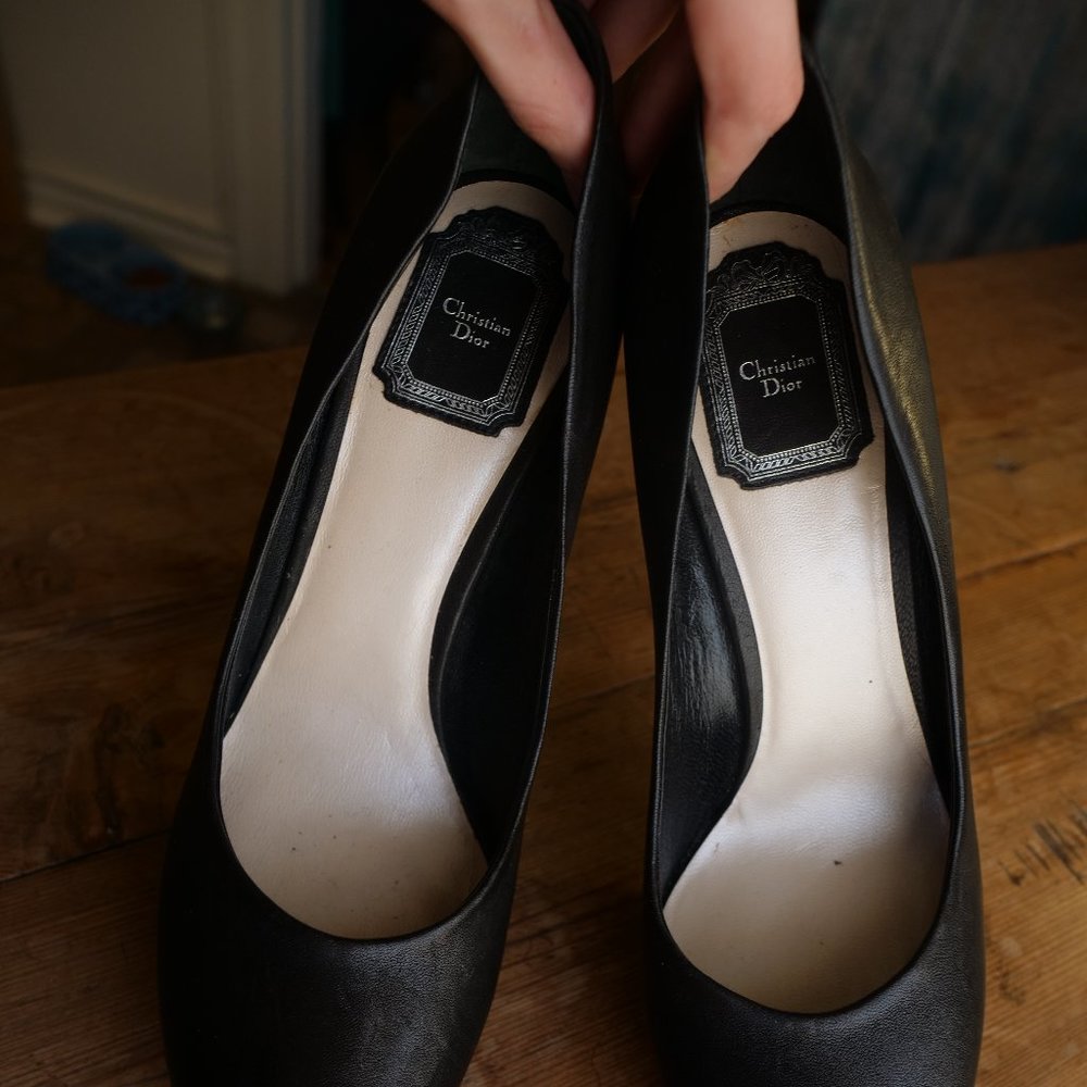 Black Christian Dior Platform Metal Pump Heels